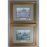 A Pair of Small Gilt Framed Lowry Prints, Industrial Landscape-The Canal and VE Day Celebrations