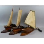 A Collection of Three Mid 20th Century Wooden Novelty Table Lamps in the Form of Sailing Ships, Each