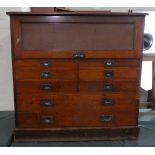 An Edwardian Mahogany Architects Drawing Chest with Pull Down Top to Two Inner Slides, Six Graduated