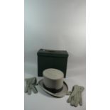 A Dunn & Co. Grey Top Hat and Gloves in Original Box