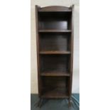 An Edwardian Oak Five Shelf Open Bookcase with String Inlaid Gallery, 38cm Wide