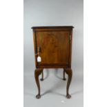 An Edwardian Burr Walnut Crossbanded Bedside Cabinet on Cabriole Supports, 70.5cm High