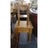 A Modern Pine Square Topped Occasional Table with Single Drawer Together with a Two Tier Stand