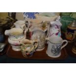 A Tray of Mainly 19th Century Jugs to Include Hand Painted Example, Queen Victoria Jubilee, Coalport