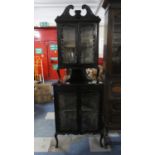 A Late Victorian Ebonised Double Freestanding Glazed Corner Cabinet on Short Cabriole Legs. 72cm