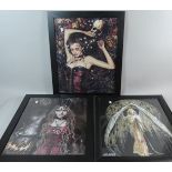 Three Framed Victorian Francis and Luis Royo Posters, Each 57cm High