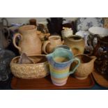 A Collection of Studio Style Ceramics to Include Sylvac Planter and Jug, Studio Pottery Jugs and