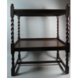 A Barley Twist Two Tier Occasional Table with Galleried Top, Formally a Trolley, 60.5cm Long
