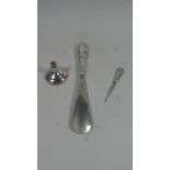 A Collection of Silver Items to Include Silver Paperweight with Jewelled Mount, Silver Handled