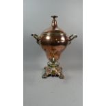 A Victorian Copper Samova with Brass Tap, Glass Handles, 48cm High