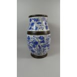 A Large Oriental Blue and White Glazed Vase, 44cm high