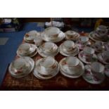 A Collection of Aynsley Edwardian Teawares to Include Eight Trios, Two Cake Plates, Cream Jug and