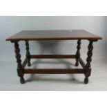 A Small Rectangular Oak Occasional Table with Barley Twist Supports, 53cm Wide