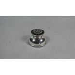 A Silver and Tortoiseshell Circular Inkwell, 6cm Diameter