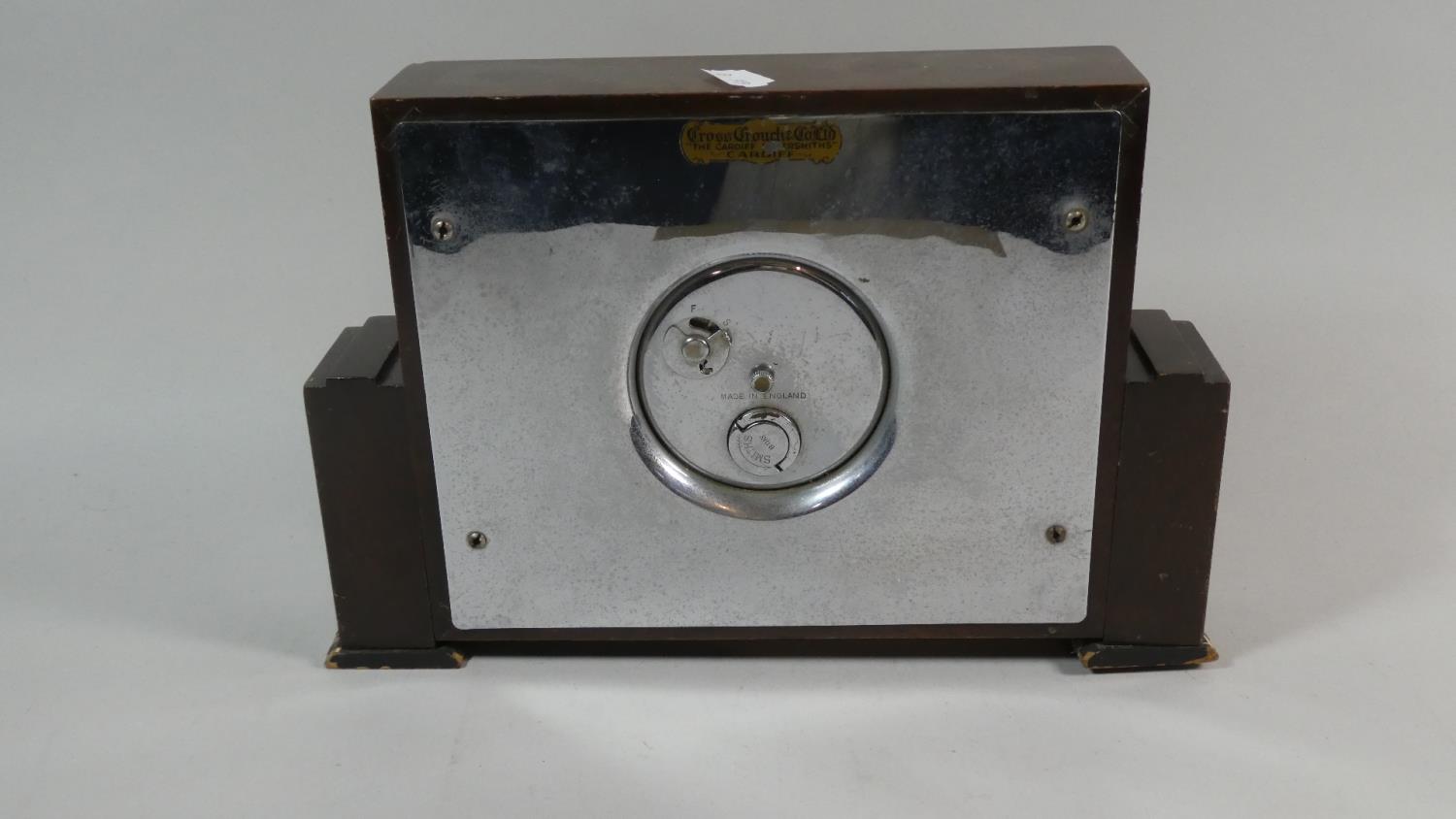 An Art Deco Walnut Cased Eight Day Mantle Clock, 27cm Wide - Image 2 of 3