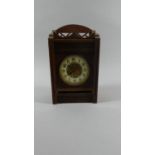 An Oak Cased Edwardian Mantle Clock with Pierced Galleried Top, 24cm High