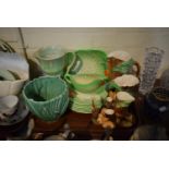 A Collection of Cabbage Leaf China, Hornsea Jugs and Spill Vases, Sylvac Vase and Jug etc