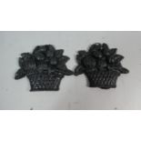 A Pair of Cast Iron Wall Hangings in the Form of Baskets of Fruit, 11.5cm High