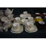 A Lawley's Art Deco Part Teaset Comprising Five Trios, Cake Plate, Sugar and Cream