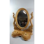 A Reproduction Hardwood Swing Mirror in the Victorian Style, 60cm Wide