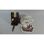 A Leather Cased Travel Brush Set and Two Beadwork Ladies Purses