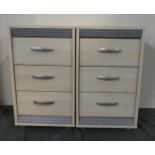 A Pair of Modern Three Drawer Bedside Cabinets Each 38cm Wide