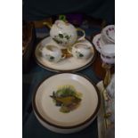 A Doverstone Fish Service and Ellgreave Three Piece Tea Service