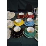 A Royal Stuart Harlequin Teaset Comprising Six Trios, One Cup AF