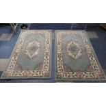 A Pair of Chinese Woollen Rugs on Green Ground, 150cm x 90cm
