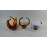 A Collection of Three Coloured French Glass Bowls