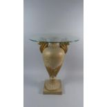 A Modern Cream and Gilt Circular Topped Occasional Table with Vase Support, 43cm Diameter and 57cm