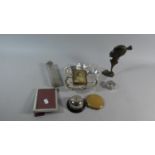 A Collection of Various Silver Plate to Include Desk Bell, Together with Photo Frames and a Ladies