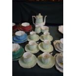 A Bell China Green Glazed Coffee Set