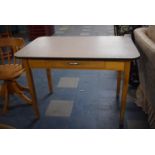 A 1950's Formica Topped Kitchen Table with Single Drawer, 106cm Long