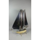 A Vintage 1950's Novelty Electric Fire in the Form of a Sailing Boat, The Bunting, 76cm High