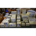 A Large Quantity of Blue and White Kitchen Wares to Include Storage Jars, Jugs, Cruets, Teawares etc