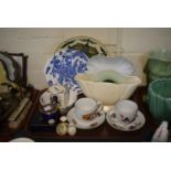 A Tray of Ceramics to Include Pair of Evesham Vale Teacups and Saucers, Staffordshire Enamel Box,