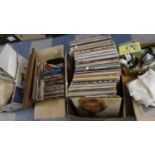 Two Boxes Containing Large Quantity of 33rpm and 45rpm Records Mainly Easy Listening LPs and Singles