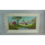 A Framed Oil on Canvas Depicting Windmill, 57cm Wide