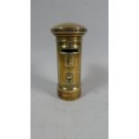 A Brass Novelty Coronation Money Box in the Form of a Post Box, 16cm High