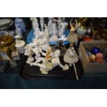 A Tray Containing Various Figural Ornaments, Ballet Dancers etc