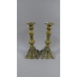 A Pair of Metal Candle Sticks, 26cm High