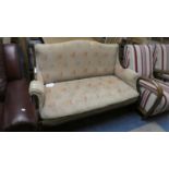 A Tapestry Upholstered Inlaid Walnut Framed Salon Settee, 140cm Wide