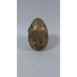 A Wooden Egg with Applied Brass Metal Decoration