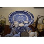 A Collection of Blue and White Ceramics to Include Four Oval Meat Plates, Decorated Plates, Jugs and