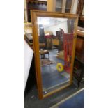 A Stained Pine Framed Rectangular Wall Mirror, Small Crack to Glass