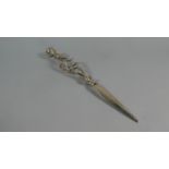 A Impressive Desk Letter Opener with Wire Stylised Grip and Globular Finial, 28cm Long