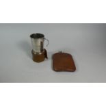 An Edwardian Leather Covered Hip Flask and a Leather Cased Collapsible Mug