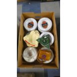 A Box Containing Various Vintage Brewery Ashtrays etc