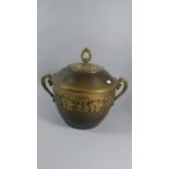 A Large Brass Lidded Two Handled Coal Bucket, 33 Diameter